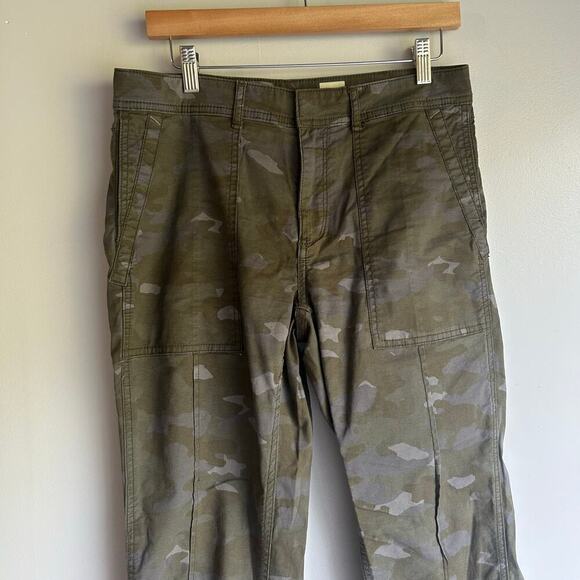 Anthropologie Wanderer Camo Utility Pants Linen Blend Women’s 29 Green Pockets - Picture 4 of 10